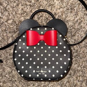Kate Spade Black and White Polka Dot Bag with Red Bow
